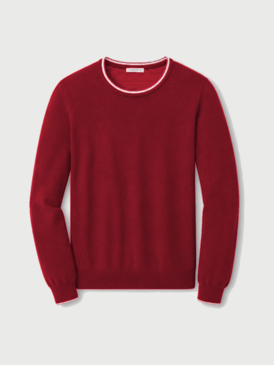 Tipped Crimson Crewneck