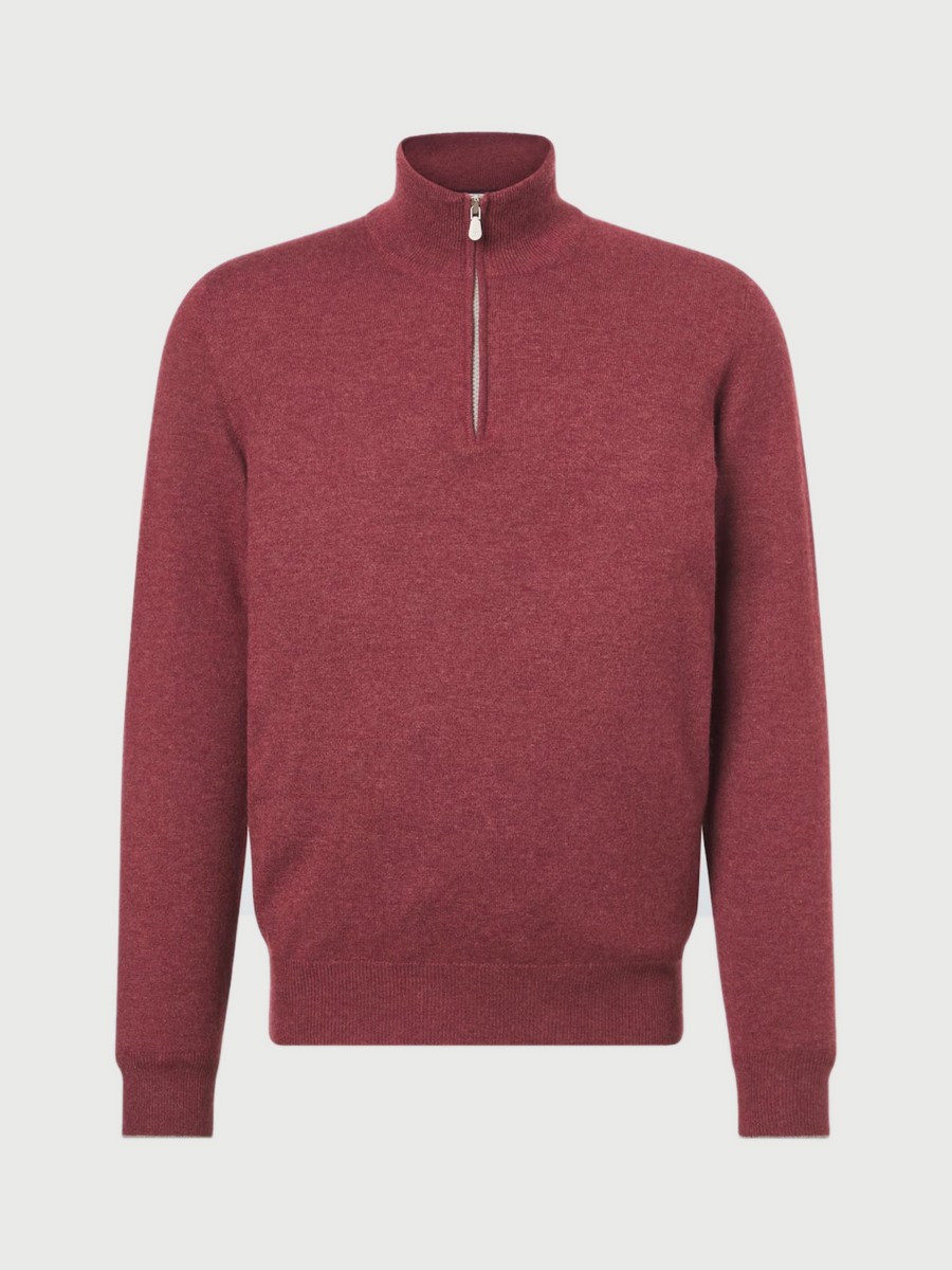 Crimson Cashmere Quarter-Zip